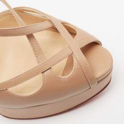 Christian Louboutin Beige Leather Strappy Platform Sandals Size 36.5