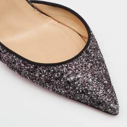 Pre Owned Christian Louboutin Black Glitter Iriza Pointed Toe D'orsay Pumps Size 39.5