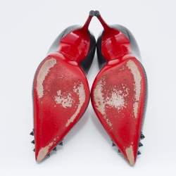 Pre Owned حذاء كعب عالي كريستيان لوبوتان جيو سبايكد جلد منقوش ثنائي اللون مقدمة مدببة مقاس 40.5