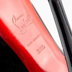 Pre Owned Christian Louboutin Black Patent Leather Lady Peep Toe Platform Pumps Size 38.5