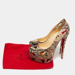 Pre Owned Christian Louboutin Multicolor Python Leather Daffodile Platform Pumps Size 38.5