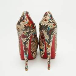 Pre Owned Christian Louboutin Multicolor Python Leather Daffodile Platform Pumps Size 38.5