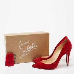 Pre Owned Christian Louboutin Red Suede Pigalle Follies Pumps Size 41.5