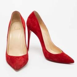 Pre Owned Christian Louboutin Red Suede Pigalle Follies Pumps Size 41.5