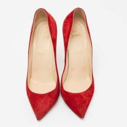 Pre Owned Christian Louboutin Red Suede Pigalle Follies Pumps Size 41.5