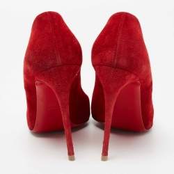 Pre Owned Christian Louboutin Red Suede Pigalle Follies Pumps Size 41.5