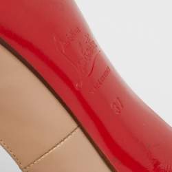 Pre Owned Christian Louboutin Beige Patent Leather New Prive Peep Toe Pumps Size 37