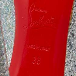 Pre Owned حذاء كعب عالي كريستيان لوبوتان سوكيت قماش غليتر متعدد الألوان مقدمة مدببة مقاس 38