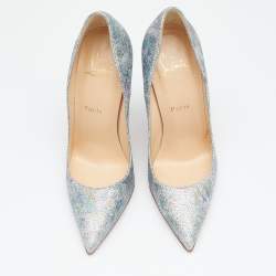 Pre Owned حذاء كعب عالي كريستيان لوبوتان سوكيت قماش غليتر متعدد الألوان مقدمة مدببة مقاس 38