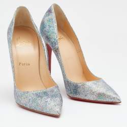 Pre Owned حذاء كعب عالي كريستيان لوبوتان سوكيت قماش غليتر متعدد الألوان مقدمة مدببة مقاس 38