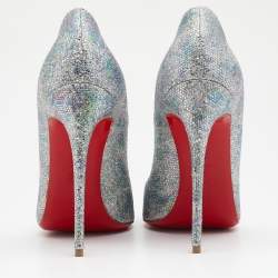 Pre Owned حذاء كعب عالي كريستيان لوبوتان سوكيت قماش غليتر متعدد الألوان مقدمة مدببة مقاس 38