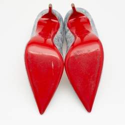 Pre Owned حذاء كعب عالي كريستيان لوبوتان سوكيت قماش غليتر متعدد الألوان مقدمة مدببة مقاس 38