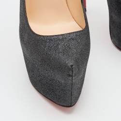 مملوكة مسبقًا حذاء كعب عالي كريستيان لوبوتان دافوديل غليتر أسود نعل سميك مقاس 38