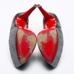 Pre Owned Christian Louboutin Black Python Lady Daf Mary Jane Pumps Size 39.5