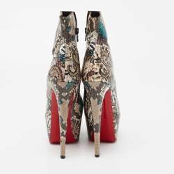 Christian Louboutin Multicolor Python Skull Mexico Daf Ankle Boots Size 38