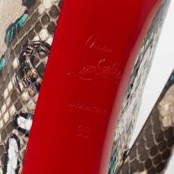 Christian Louboutin Multicolor Python Skull Mexico Daf Ankle Boots Size 38