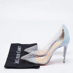 مملوكة مسبقًا Christian Louboutin Light Blue Patent Leather and PVC Degrastrass Pumps Size 40.5