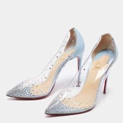 مملوكة مسبقًا Christian Louboutin Light Blue Patent Leather and PVC Degrastrass Pumps Size 40.5