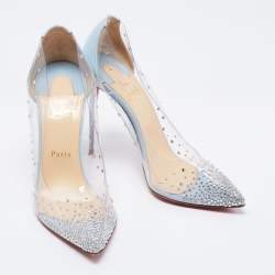 مملوكة مسبقًا Christian Louboutin Light Blue Patent Leather and PVC Degrastrass Pumps Size 40.5