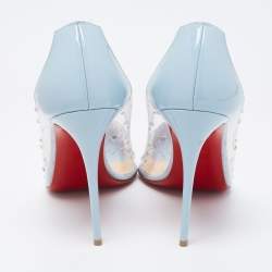 مملوكة مسبقًا Christian Louboutin Light Blue Patent Leather and PVC Degrastrass Pumps Size 40.5