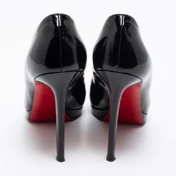 Pre Owned Christian Louboutin Black Patent Leather Pigalle Plato Pumps Size 39