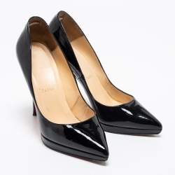 Pre Owned Christian Louboutin Black Patent Leather Pigalle Plato Pumps Size 39