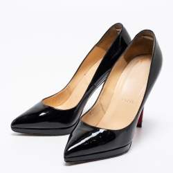 Pre Owned Christian Louboutin Black Patent Leather Pigalle Plato Pumps Size 39