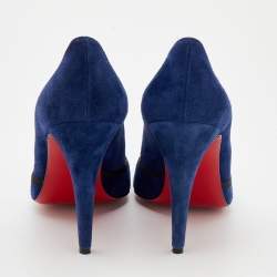 Pre Owned حذاء كعب عالي كريستيان لوبوتان لافاليريه 100 سويدي أزرق مقاس 40