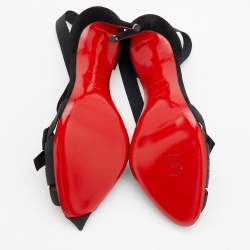 Christian Louboutin Black Fabric And Suede Bow Christeriva Ankle Wrap Sandals Size 41
