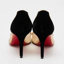 مملوكة مسبقًا Christian Louboutin Multicolor/Black Brocade Fabric, Velvet and Mesh Pumps Size 36.5