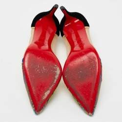 مملوكة مسبقًا Christian Louboutin Multicolor/Black Brocade Fabric, Velvet and Mesh Pumps Size 36.5