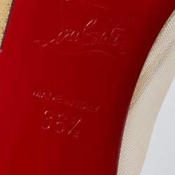 مملوكة مسبقًا Christian Louboutin Multicolor/Black Brocade Fabric, Velvet and Mesh Pumps Size 36.5