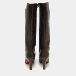 Pre Owned Christian Louboutin Brown Leather Knee Length Boots Size 38