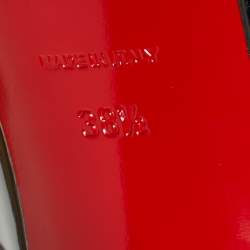 Pre Owned صندل كريستيان لوبوتان ماربل تاون جلد أسود لامع بحزام للكاحل مقاس 38.5