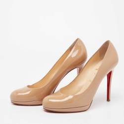Pre Owned Christian Louboutin Beige Patent Leather New Simple Pumps Size 39.5