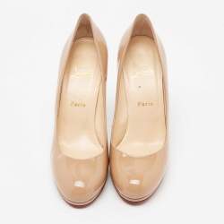 Pre Owned Christian Louboutin Beige Patent Leather New Simple Pumps Size 39.5