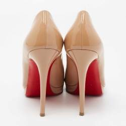 Pre Owned Christian Louboutin Beige Patent Leather New Simple Pumps Size 39.5