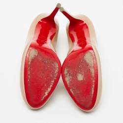 Pre Owned Christian Louboutin Beige Patent Leather New Simple Pumps Size 39.5