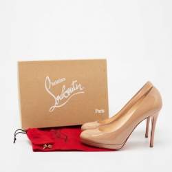 Pre Owned Christian Louboutin Beige Patent Leather New Simple Pumps Size 39.5