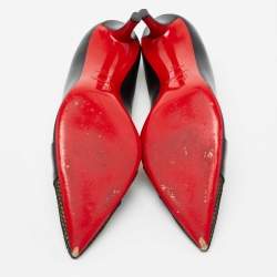Pre Owned Christian Louboutin Black Leather And Mesh Cap Toe Pumps Size 40