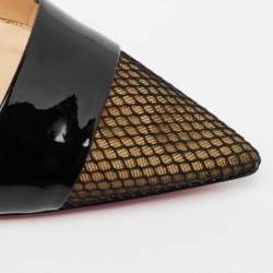 Pre Owned Christian Louboutin Black Leather And Mesh Cap Toe Pumps Size 40