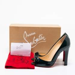 Christian Louboutin Green Patent Leather Openbelt Peep Toe Pumps Size 37