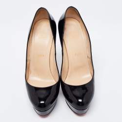 Pre Owned Christian Louboutin Black Patent Leather Bianca Platform Pumps Size 39.5