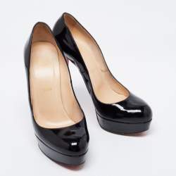 Pre Owned Christian Louboutin Black Patent Leather Bianca Platform Pumps Size 39.5