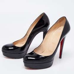 Pre Owned Christian Louboutin Black Patent Leather Bianca Platform Pumps Size 39.5