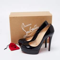 Pre Owned Christian Louboutin Black Patent Leather Bianca Platform Pumps Size 39.5
