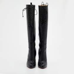 Pre Owned Christian Louboutin Black Leather Mado Over-the-Knee Boots Size 38
