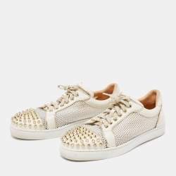 Louis junior spike leather high trainers Christian Louboutin White size  43.5 EU in Leather - 30759277