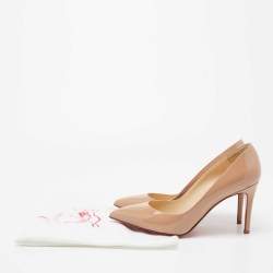 Christian Louboutin Beige Patent Leather Pigalle Pumps Size 38.5