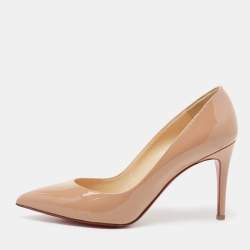 Christian Louboutin Beige Patent Leather Pigalle Pumps Size 38.5